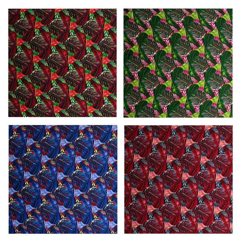 Split & Banana Leaf w/ Traditional Tribal design Rayon Poplin Fabric | Islands Fabric