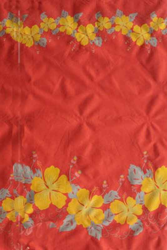 Hibiscus Double Border Polyester Fabric | Islands Fabric