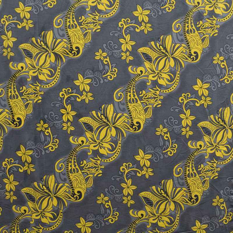 Diagonal Hibiscus Plumeria Sea Turtle Swirl Design Peachskin Fabric| Islands Fabric