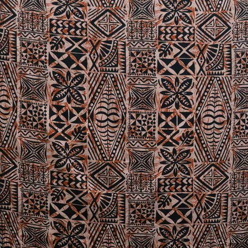 Traditional Tongan Geometric Design Peachskin Fabric | Islands Fabric