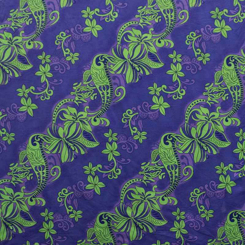 Diagonal Hibiscus Plumeria Sea Turtle Swirl Design Peachskin Fabric| Islands Fabric