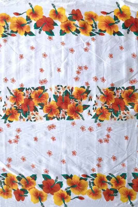 Hibiscus Triple Border Polyester Fabric | Islands Fabric