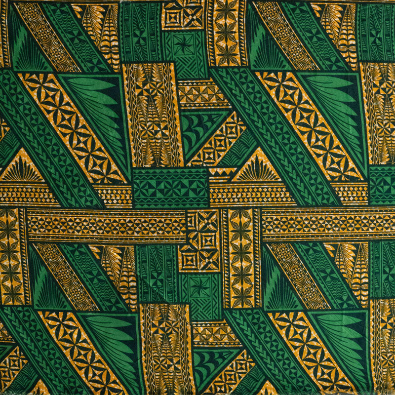 Traditional Tongan Geometric Design Peachskin Fabric | Islands Fabric