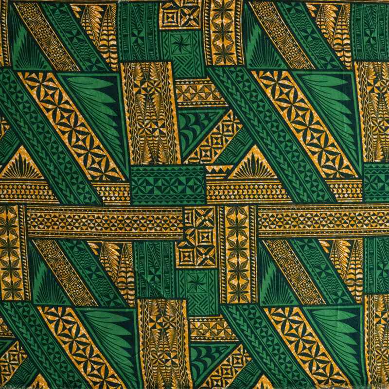 Traditional Tongan Geometric Design Peachskin Fabric | Islands Fabric
