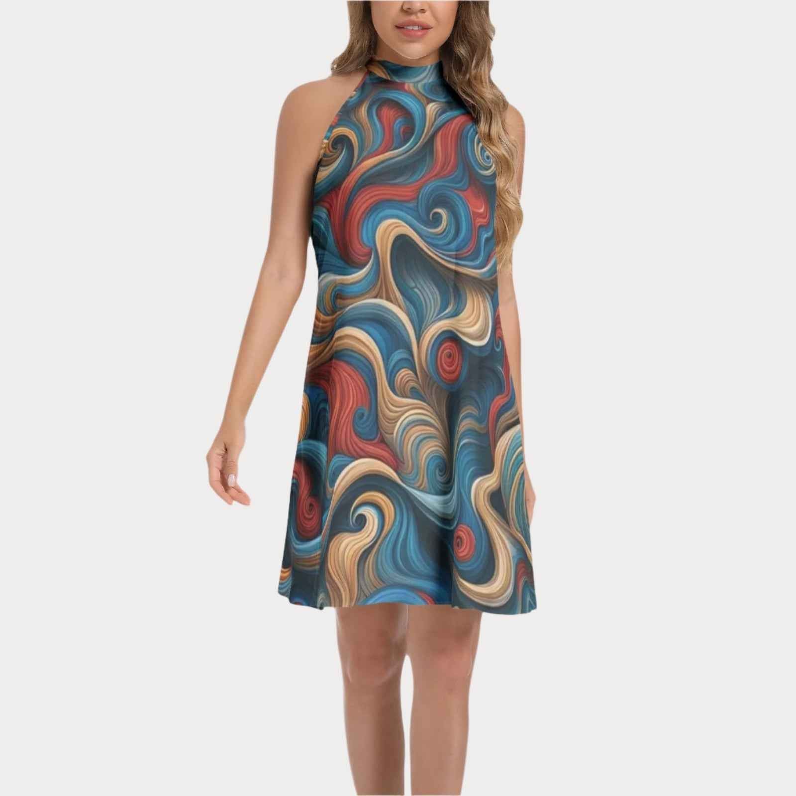 Vestido acampanado con cuello halter y lazo en la espalda Mercy de Brooklyn Republic™