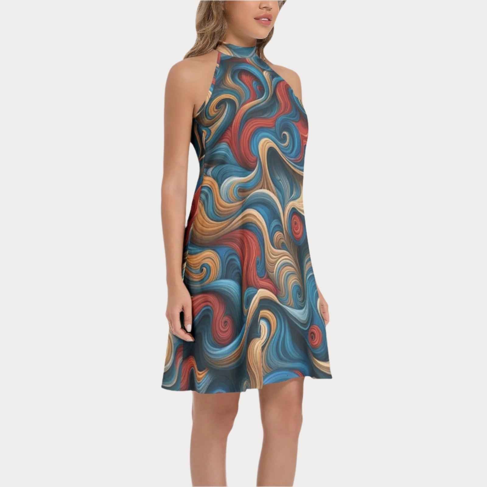 Brooklyn Republic™ Mercy Tie Back Halter Neck Flared Dress