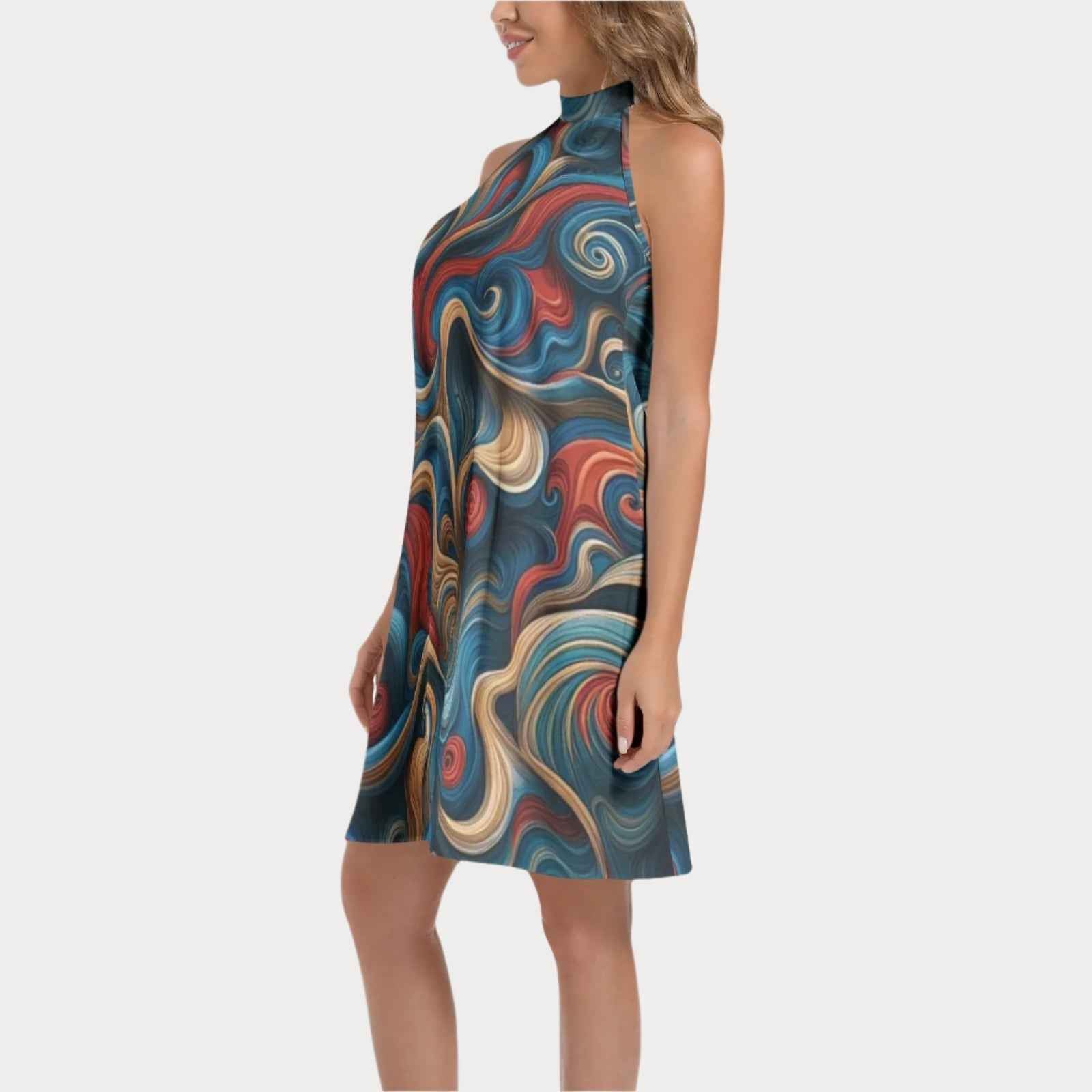 Brooklyn Republic™ Mercy Tie Back Halter Neck Flared Dress