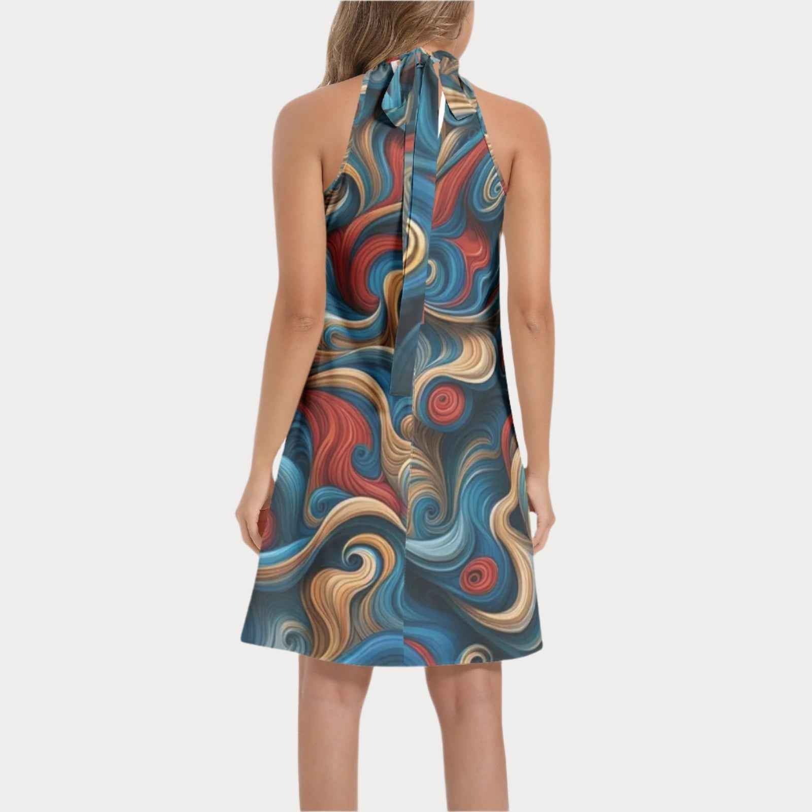 Brooklyn Republic™ Mercy Tie Back Halter Neck Flared Dress