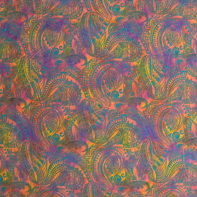 Traditional Polynesian Tattoo Design Watercolor Fabric | Polyester
