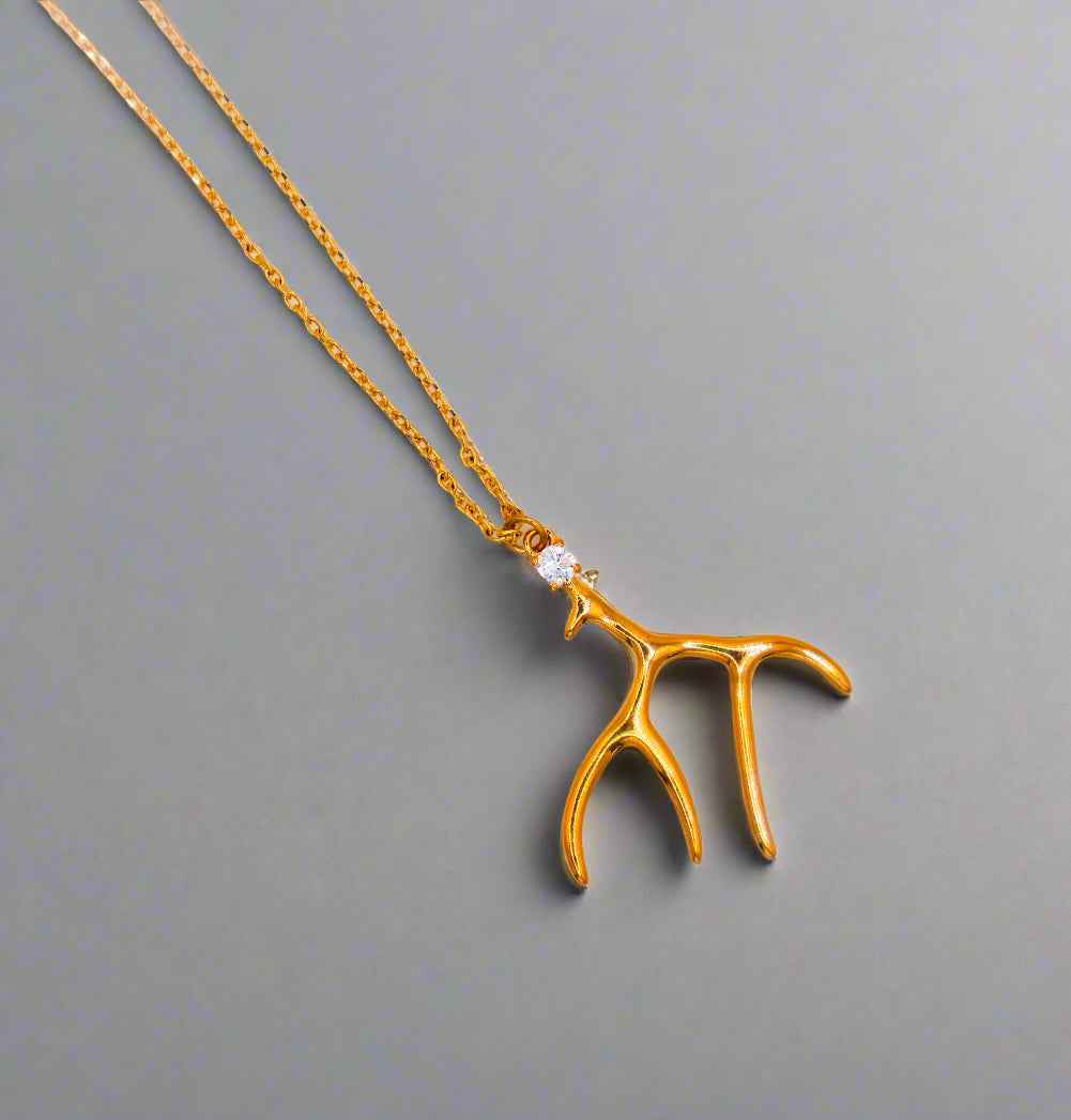 Golden Antler Elegance Necklace