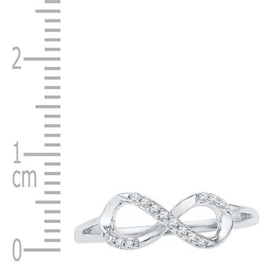 10k White Gold Round Diamond Infinity Fashion Ring 1/12 Cttw - Lolomo!