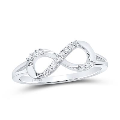 10k White Gold Round Diamond Infinity Fashion Ring 1/12 Cttw - Lolomo!