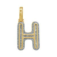 10K YELLOW GOLD 0.53CT DIAMOND ALPHABET "INITIAL H" PENDANT - Lolomo!