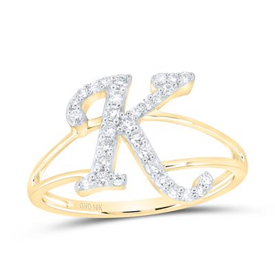 10K YELLOW GOLD 1/4CTW - NATURAL DIAMOND GIFT INITIAL "K" LADIES RING - Lolomo!