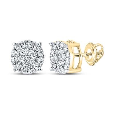10k Yellow Gold Round Diamond Cluster Earrings 3/8 Cttw - Lolomo!