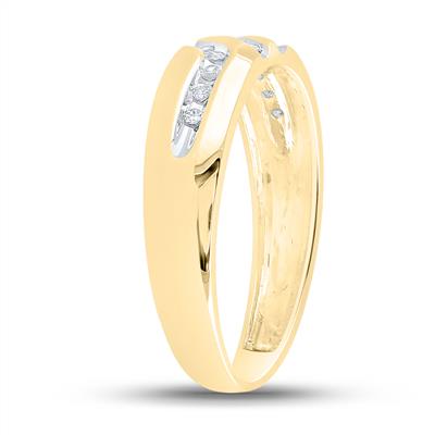 10k Yellow Gold Round Men's Diamond Wedding Band Ring 1/8 Cttw - Lolomo!