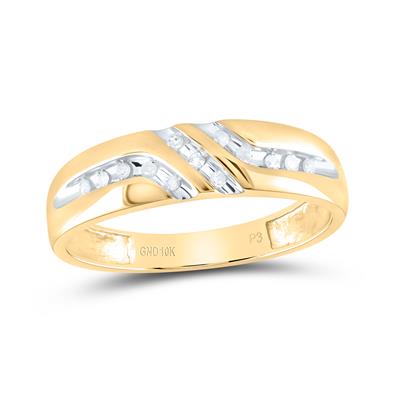 10k Yellow Gold Round Men's Diamond Wedding Band Ring 1/8 Cttw - Lolomo!
