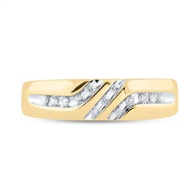 10k Yellow Gold Round Men's Diamond Wedding Band Ring 1/8 Cttw - Lolomo!