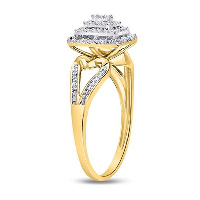 10k Yellow Gold Round Natural Diamond Cluster Ring 1/6 Cttw - Lolomo!