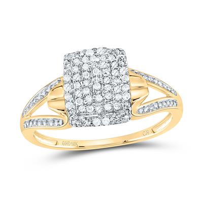 10k Yellow Gold Round Natural Diamond Cluster Ring 1/6 Cttw - Lolomo!