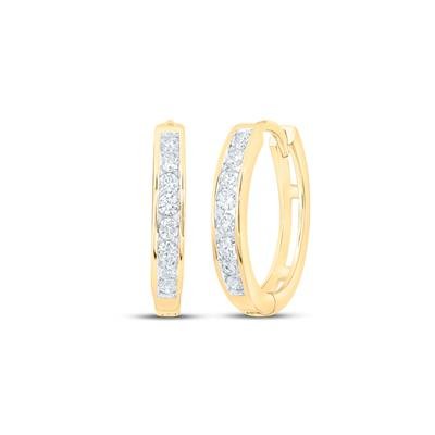 10k Yellow Gold Round Natural Diamond Hoop Earrings 1/4 Cttw - Lolomo!