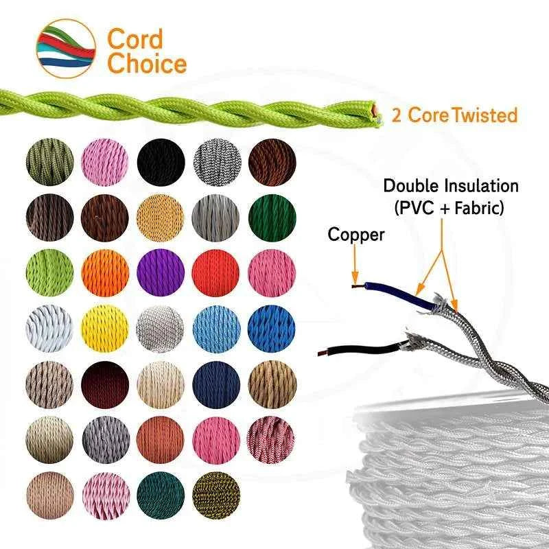 1M/5M/10M Black 2 Core Twisted Electric Fabric Cable~1769