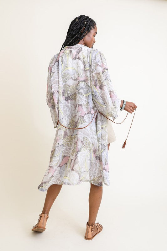 Leto Accessories |Ikebana Kimono W/ Suede Tie Belt