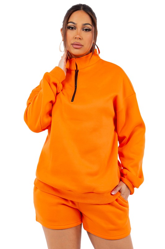 CONJUNTO DE SUDADERA Y PANTALÓN CORTO DE MODA PARA MUJER