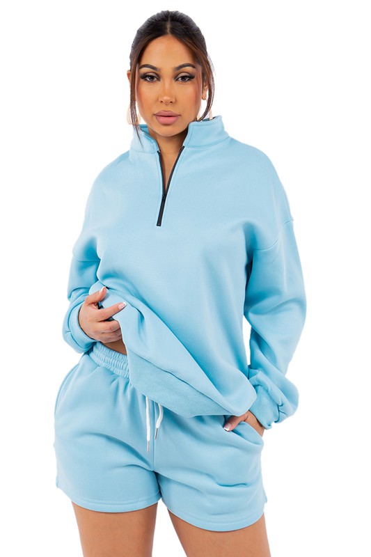 CONJUNTO DE SUDADERA Y PANTALÓN CORTO DE MODA PARA MUJER