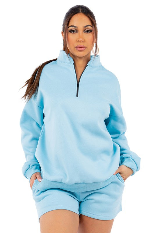 CONJUNTO DE SUDADERA Y PANTALÓN CORTO DE MODA PARA MUJER