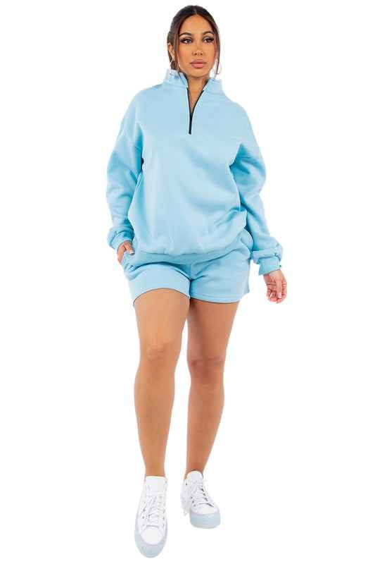 ENSEMBLE SWEAT-SHIRT ET SHORT MODE FEMME