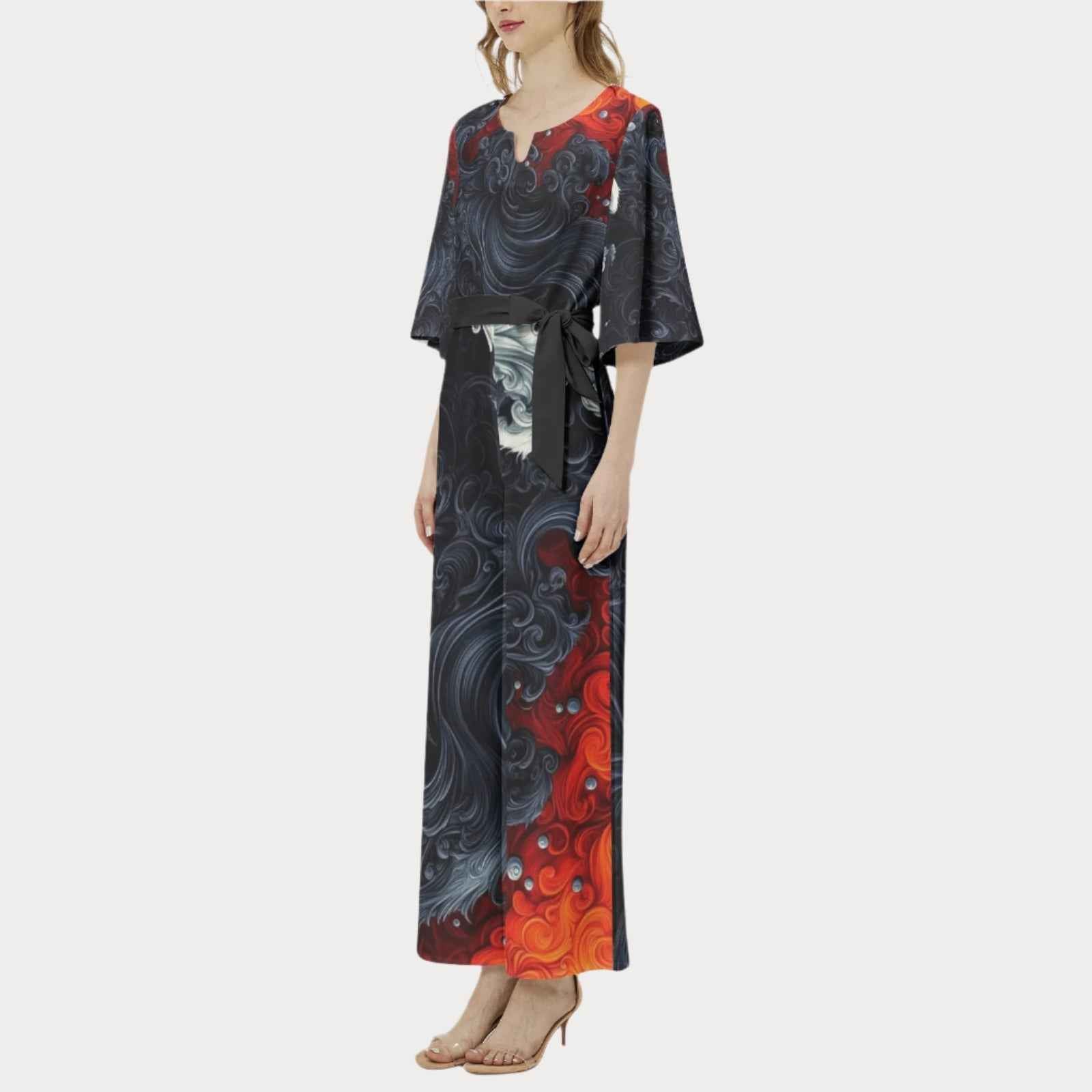 Brooklyn Republic™ Fire and Ice Dolman Belted Wide Leg Jumpsuit