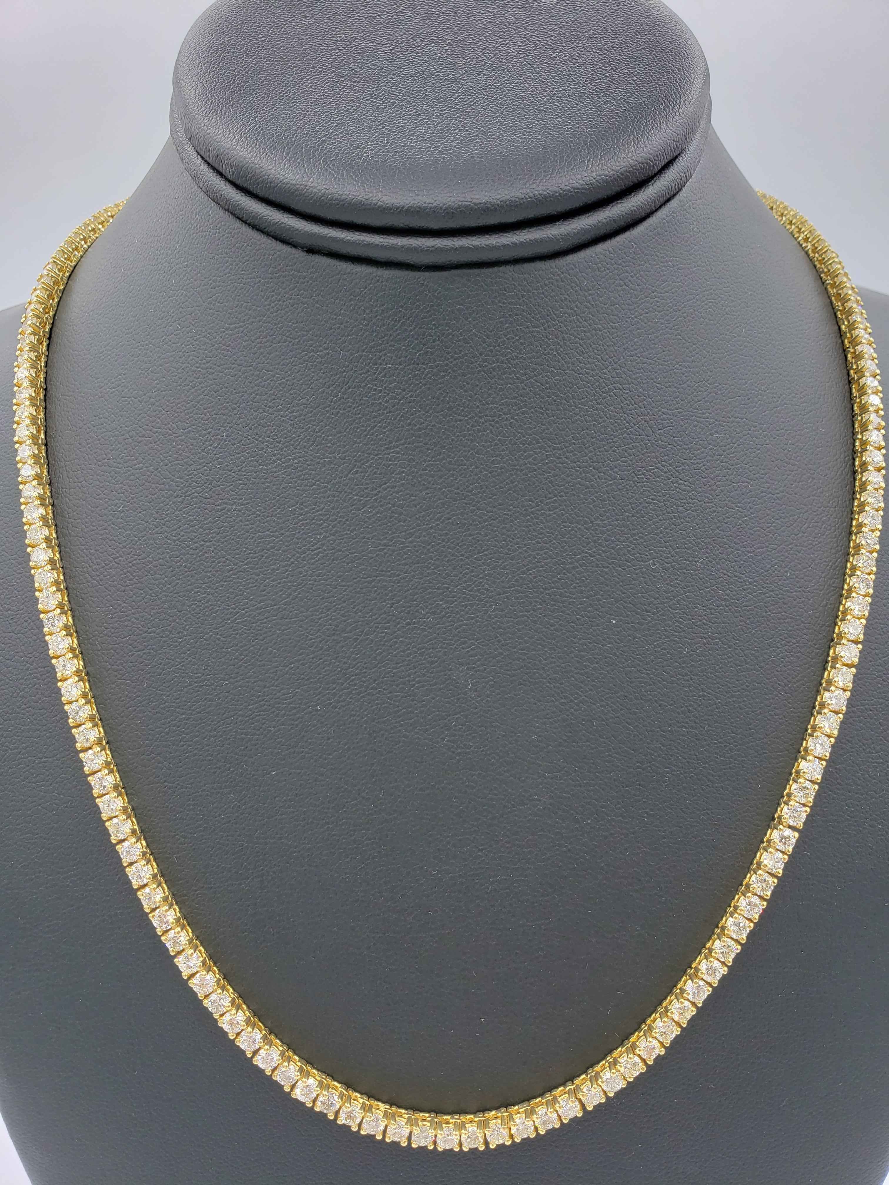 14K Gold- Diamond Tennis Chain 46.8 Grams
