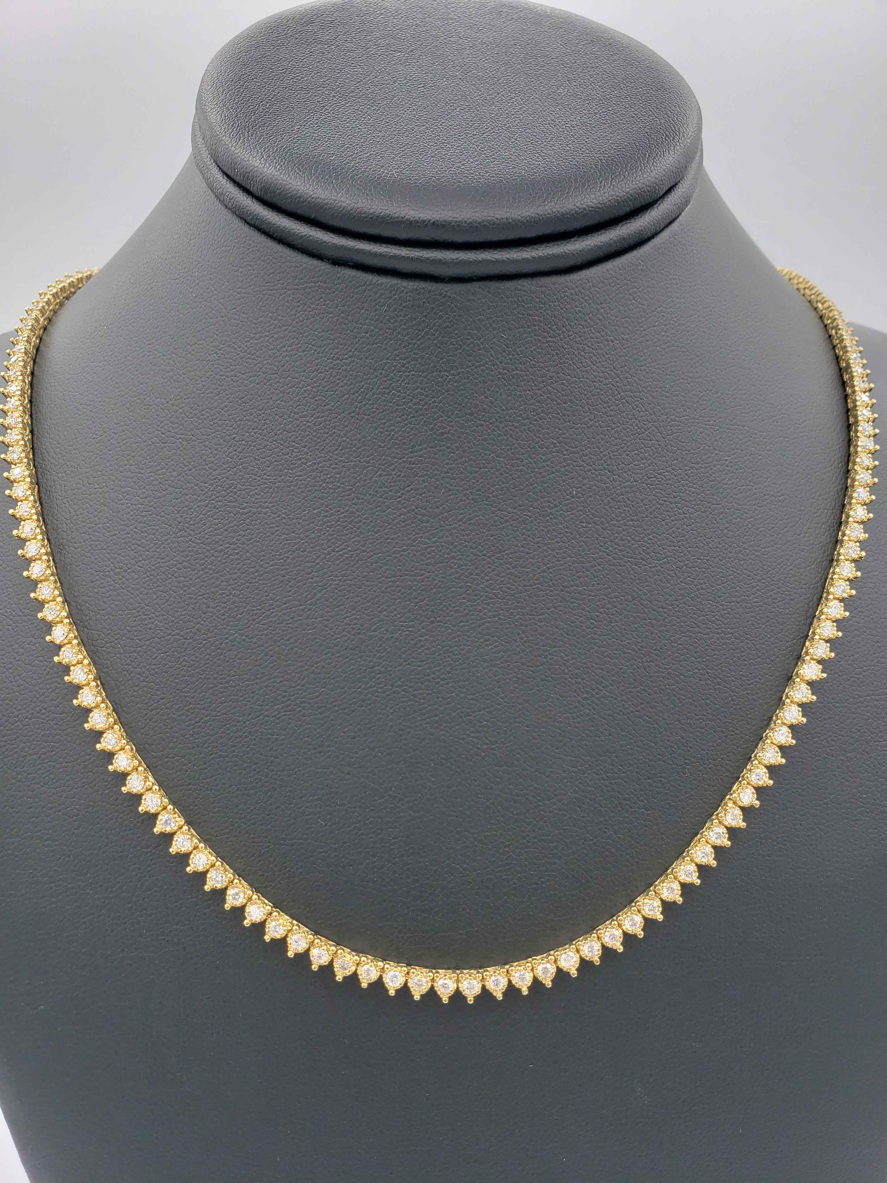 14K Gold- Diamond Pointer Tennis Chain 40.3 Grams