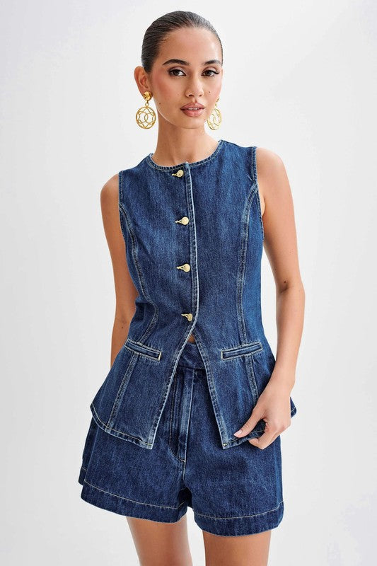 CONJUNTO DE DOS PIEZAS DE VAQUERO DE MODA PARA MUJER