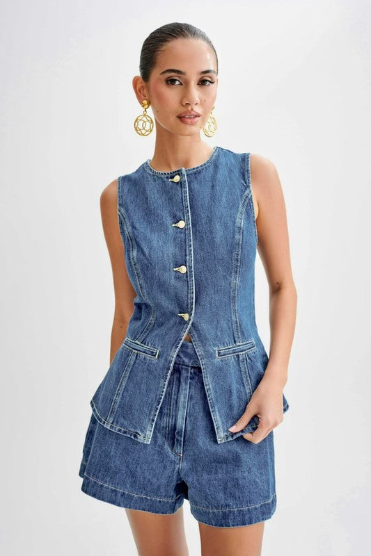 CONJUNTO DE DOS PIEZAS DE VAQUERO DE MODA PARA MUJER