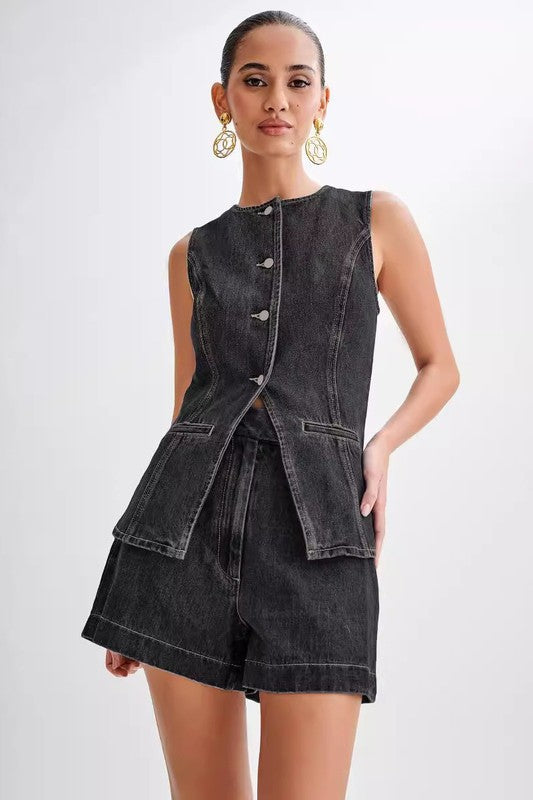 CONJUNTO DE DOS PIEZAS DE VAQUERO DE MODA PARA MUJER