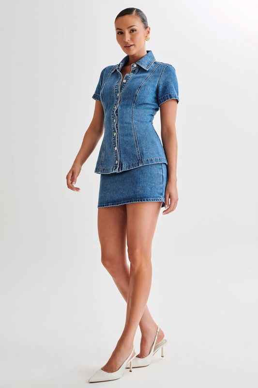 WOMEN FASHION DENIM TWO PIECE SHORT SET