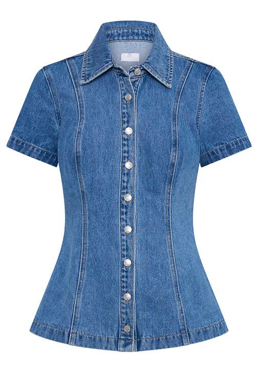 CONJUNTO PANTALÓN CORTO DE DOS PIEZAS EN VAQUERO DE MODA PARA MUJER