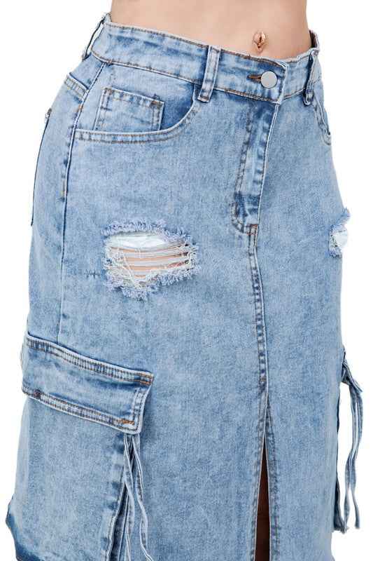 WOMEN FASHION LONG MAXI DENIM SKIRT