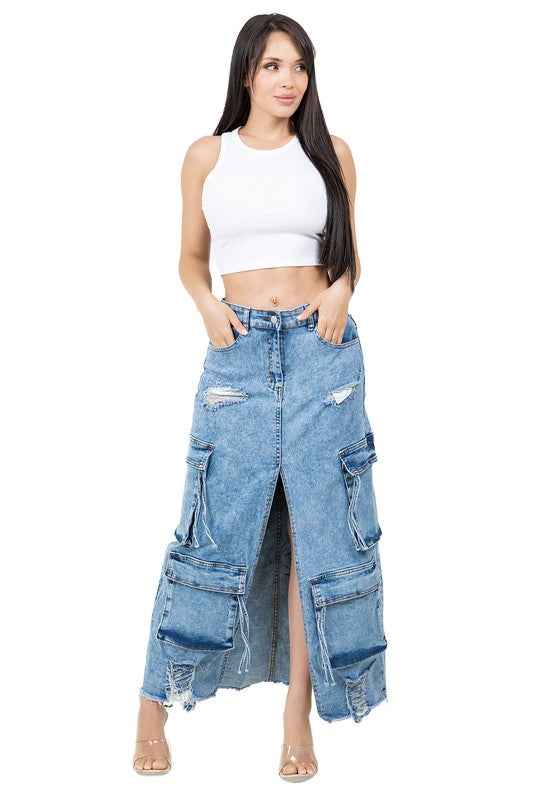 JUPE LONGUE MAXI EN JEAN MODE FEMME