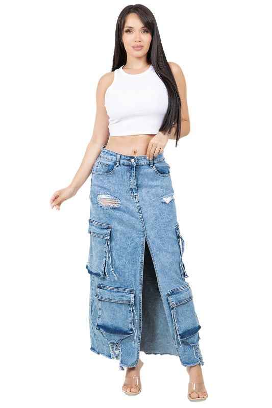 JUPE LONGUE MAXI EN JEAN MODE FEMME