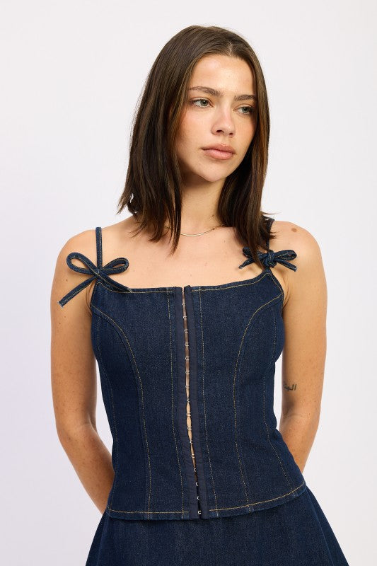 Emory Park Denim Bustier Top with Zipper