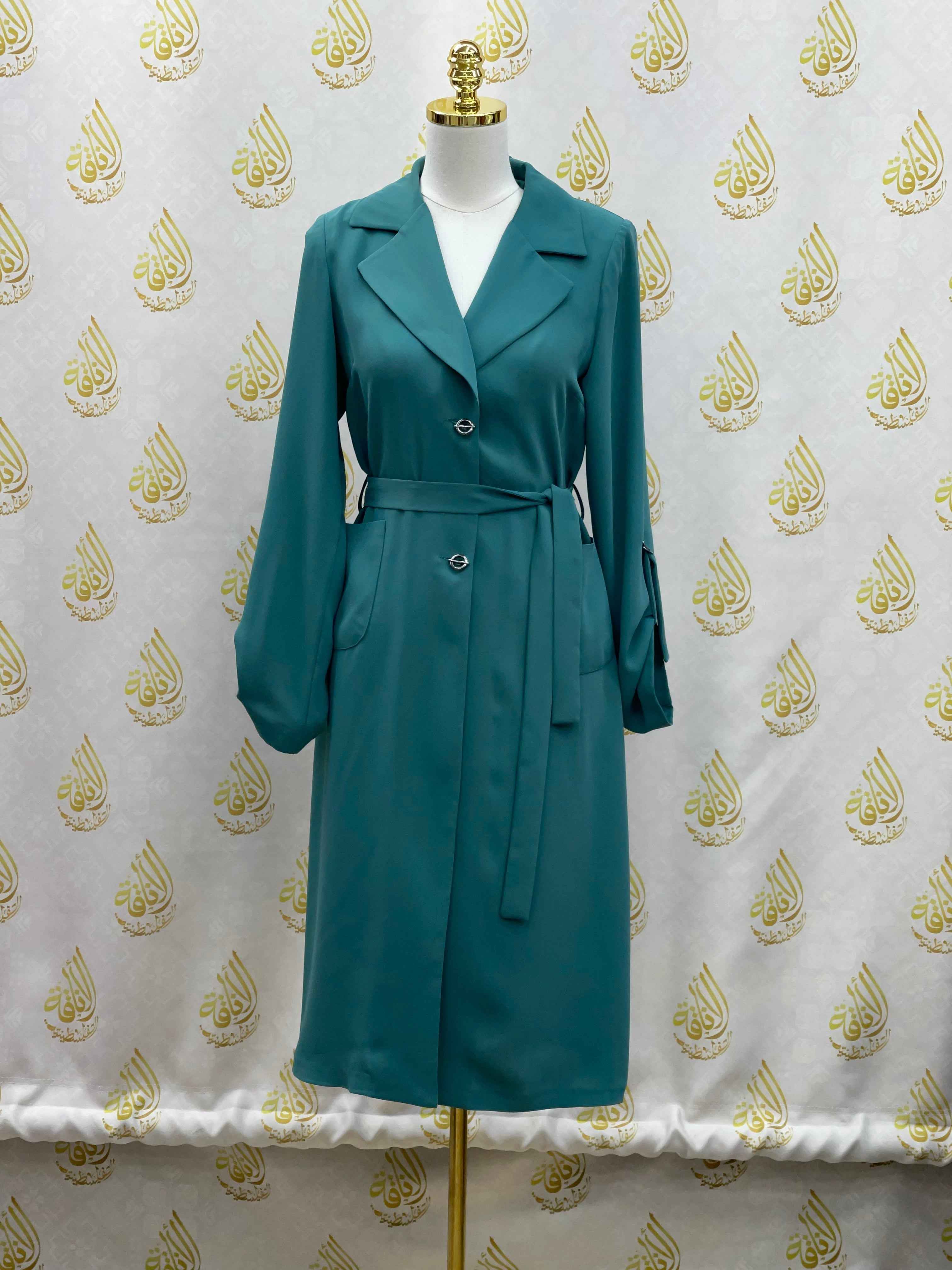 Sophisticated Elegance: Long Modest Light Trench Blazer