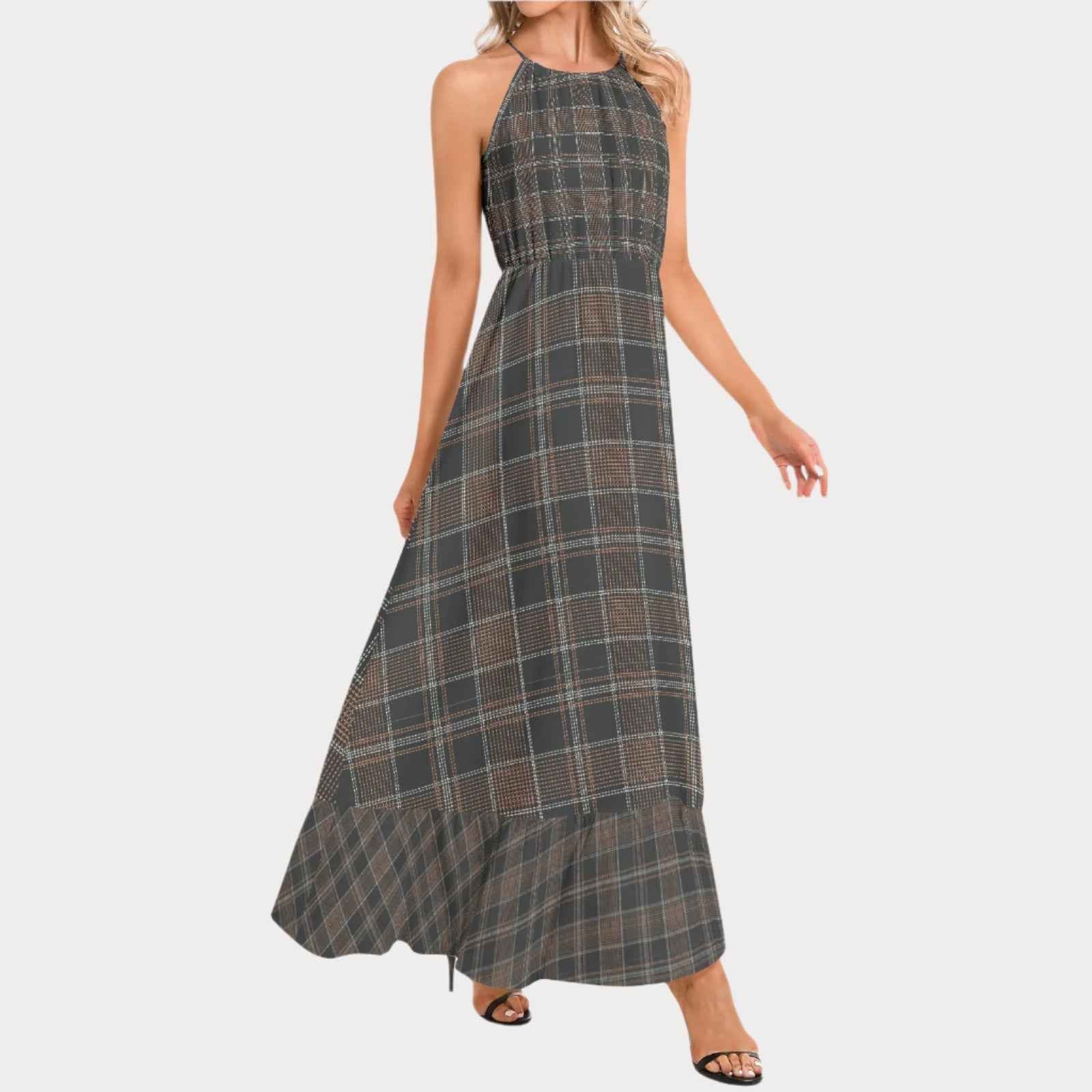 Brooklyn Republic™ Truffle Butter Hem Halter Neck Maxi Dress