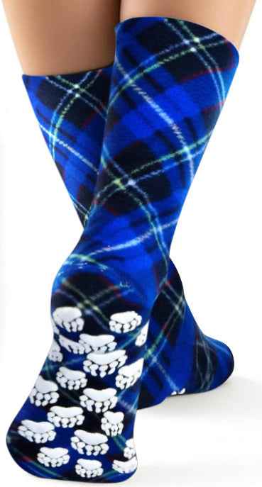 Kids' Nonskid Fleece Socks - Blue Argyle