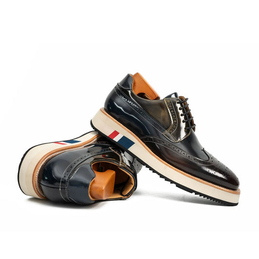 Black & Brown Brogues with Striped Sole
