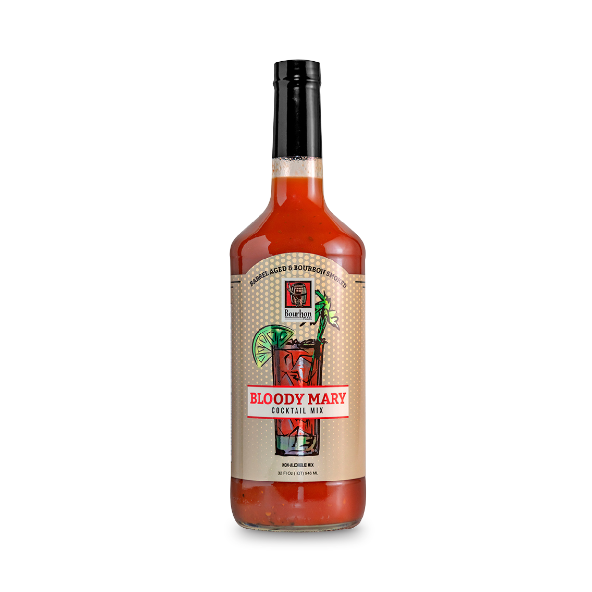 Mezcla de Bloody Mary añejado en barrica y ahumado con bourbon