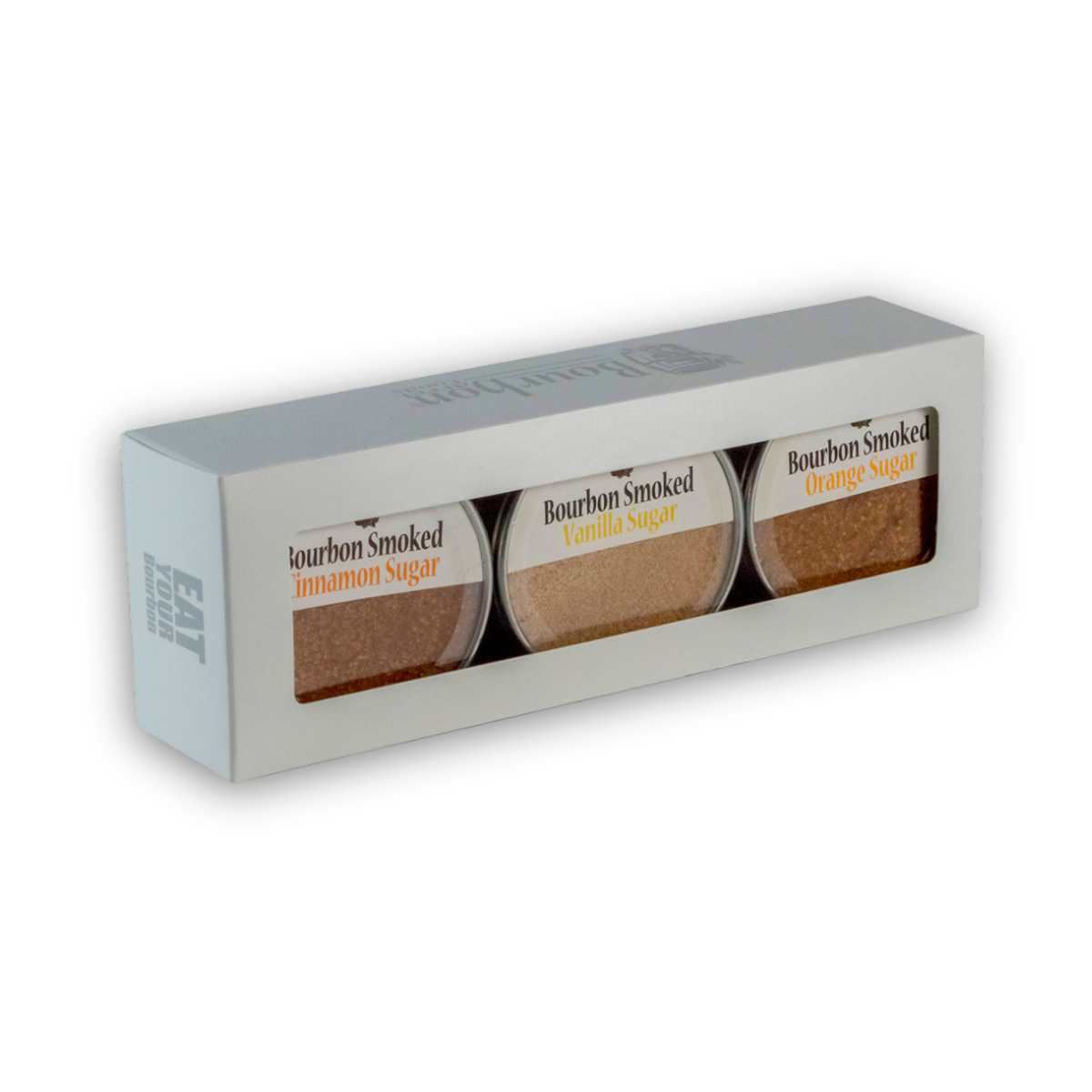 Trío de azúcares ahumados Bourbon: naranja, vainilla y canela
