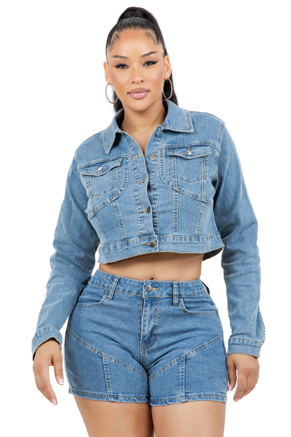 CONJUNTO DE CHAQUETA VAQUERA Y CHAQUETA DE MODA PARA MUJER